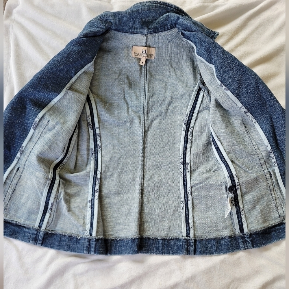 Juicy Couture Jeans Y2K denim 1 button blazer S - Picture 7 of 16